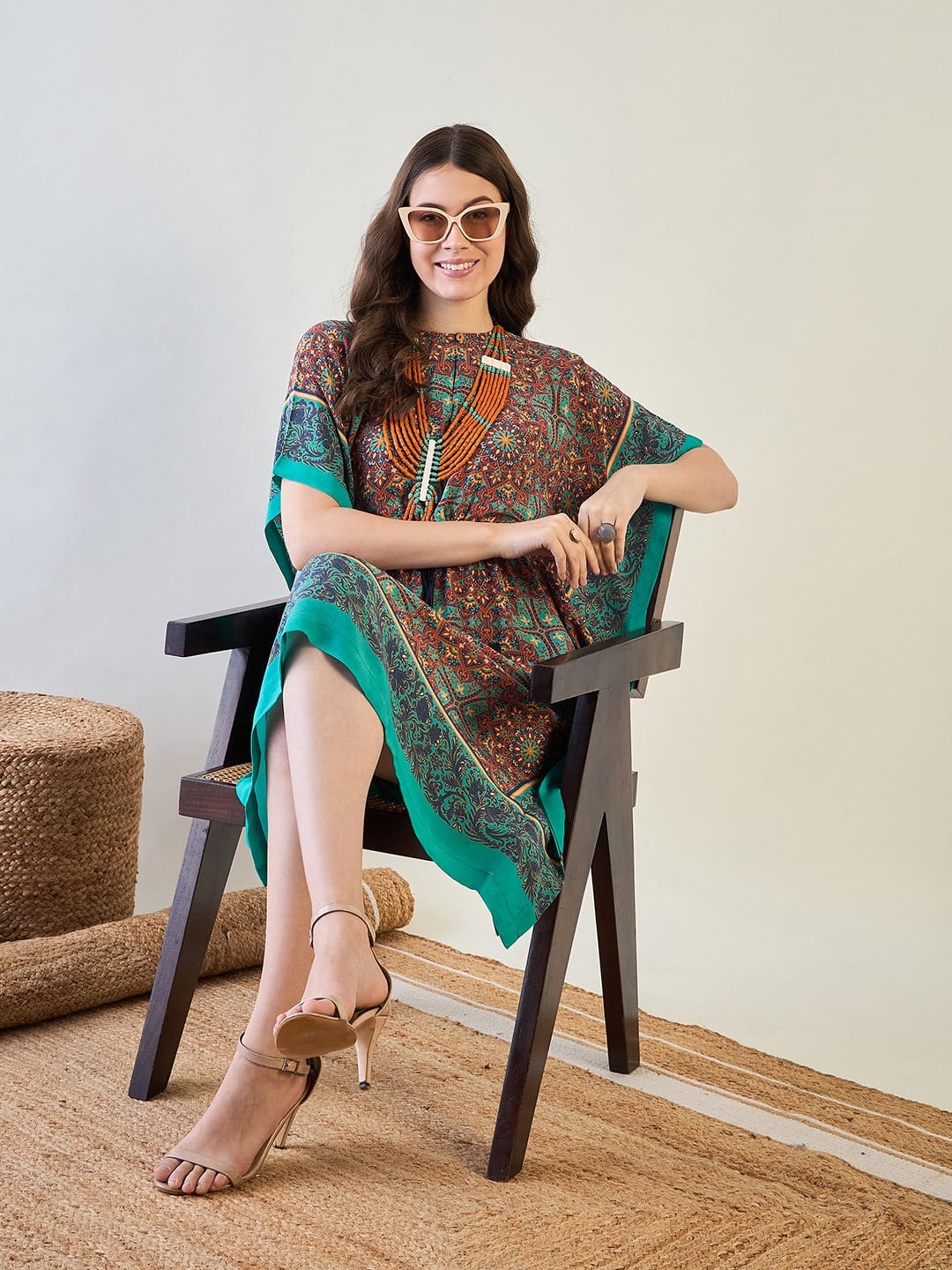 The Kaftan Company Dresses Maroon Kaleidoscopic Kaftan Dress