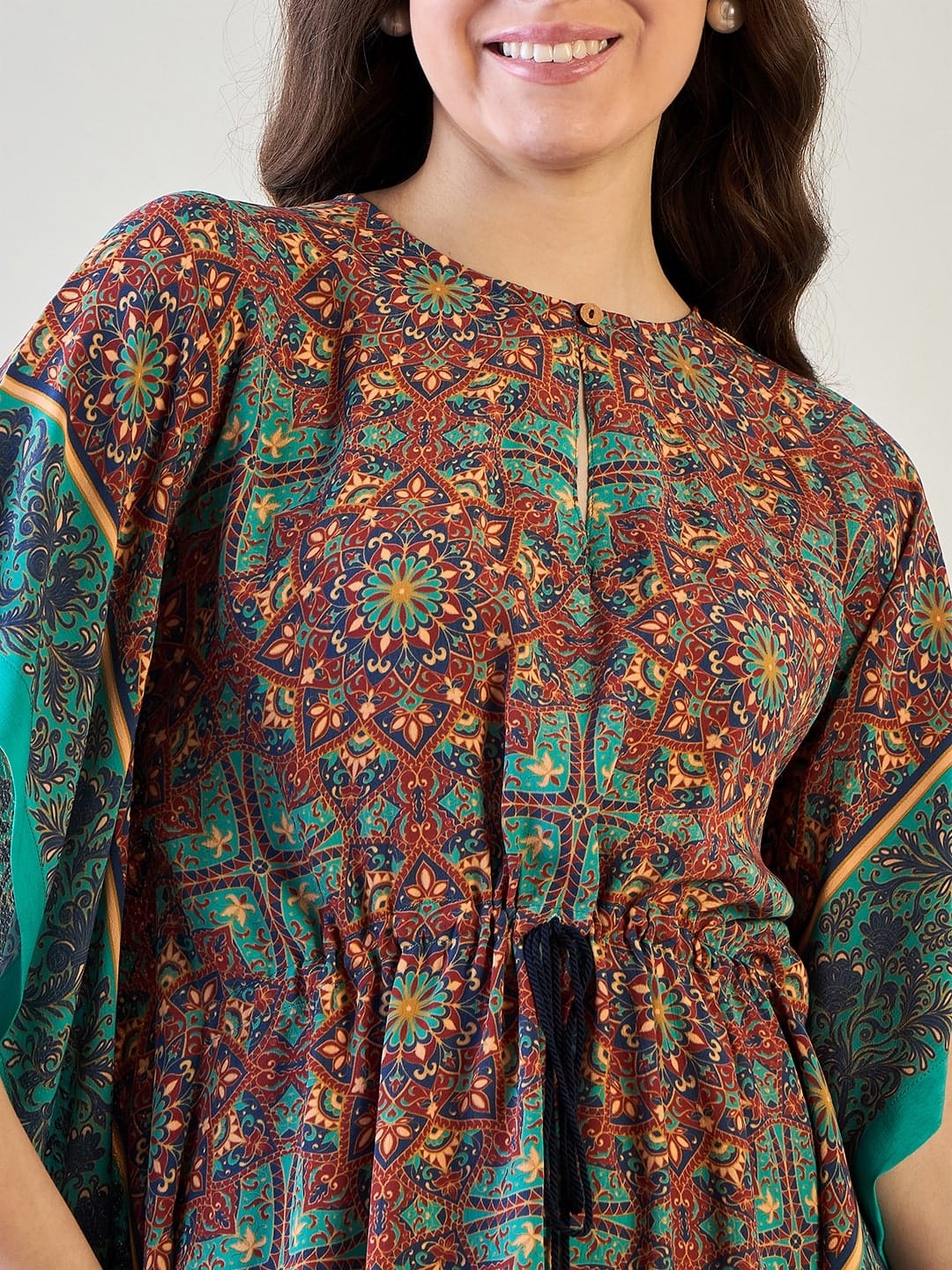 The Kaftan Company Dresses Maroon Kaleidoscopic Kaftan Dress
