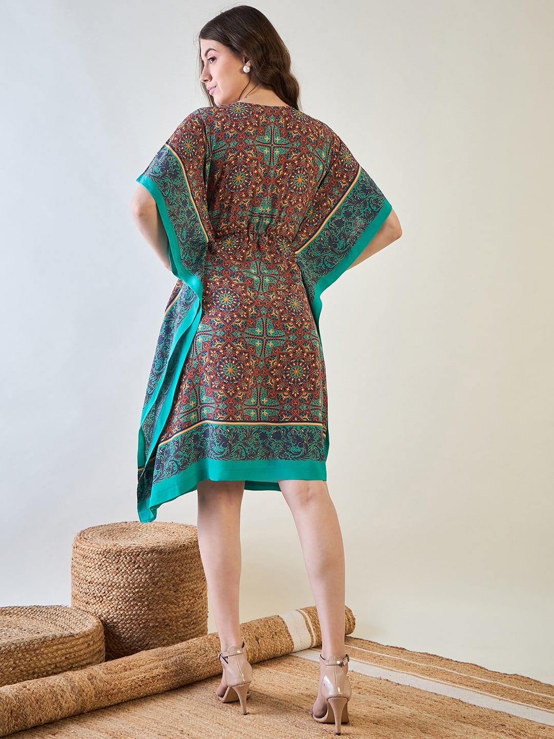 The Kaftan Company Dresses Maroon Kaleidoscopic Kaftan Dress