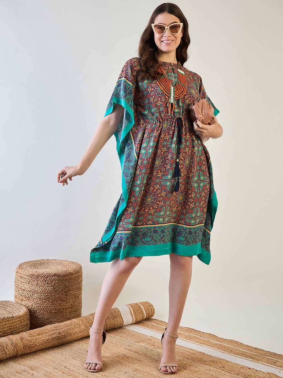 The Kaftan Company Dresses Maroon Kaleidoscopic Kaftan Dress