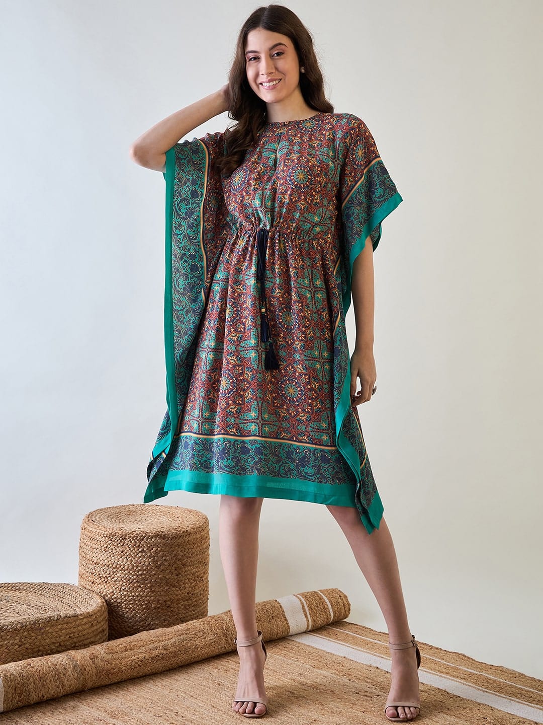 The Kaftan Company Dresses Maroon Kaleidoscopic Kaftan Dress