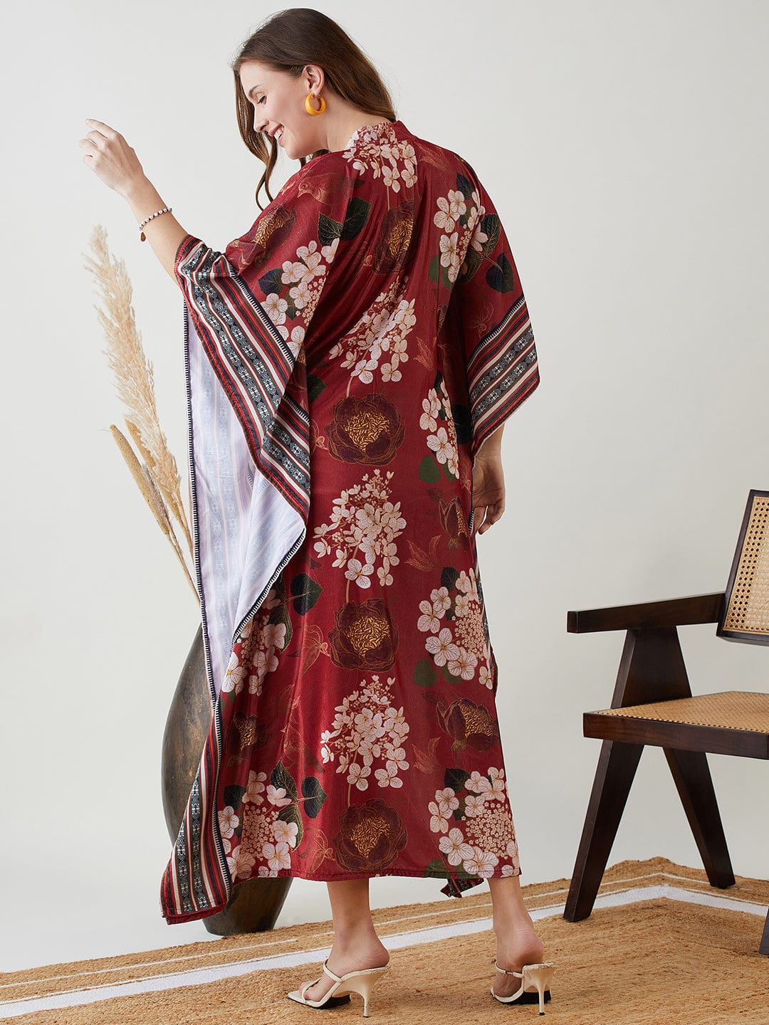The Kaftan Company Dresses Maroon Radiant Blossom Kaftan