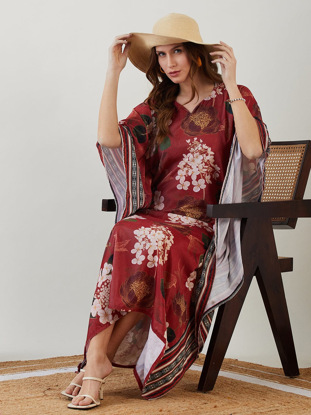 The Kaftan Company Dresses Maroon Radiant Blossom Kaftan