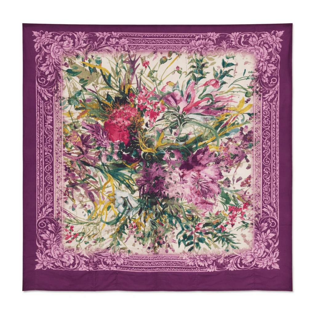 The Kaftan Company Dresses One size Purple Amethyst Garden Silk Scarf