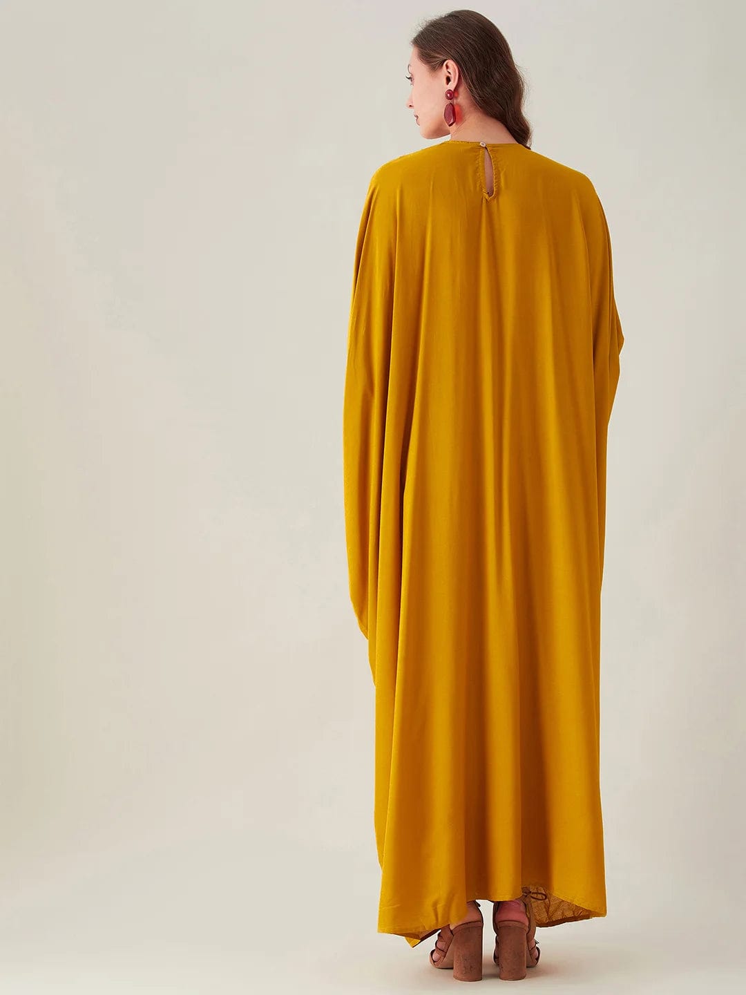 The Kaftan Company Dresses ONESIZE Birds in Paradise Mustard Embellished Maxi Kaftan - Freesize