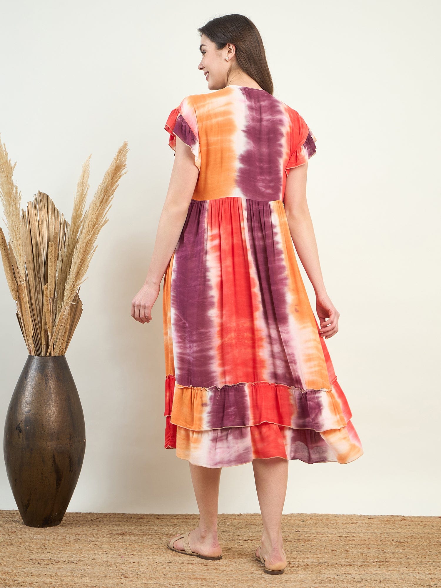 The Kaftan Company Dresses Orange Tie Dye Maternity Dress