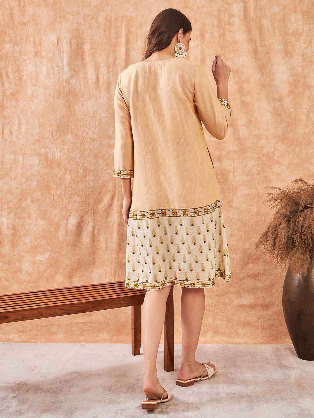The Kaftan Company Dresses Peachy Chic Hand Embroidered Maternity Dress