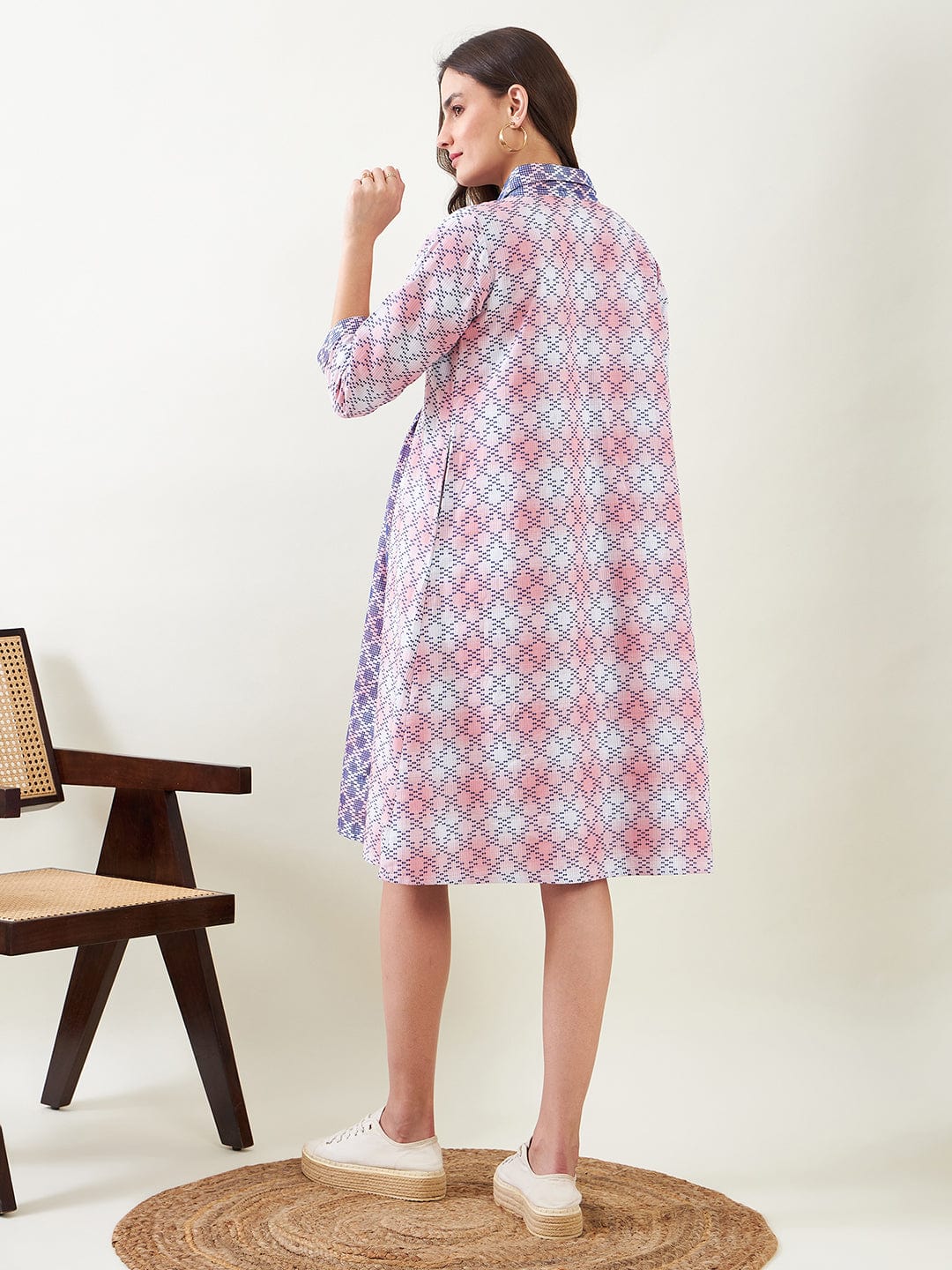 The Kaftan Company Dresses Pink Cotton Maternity and Nursing Skater Dress