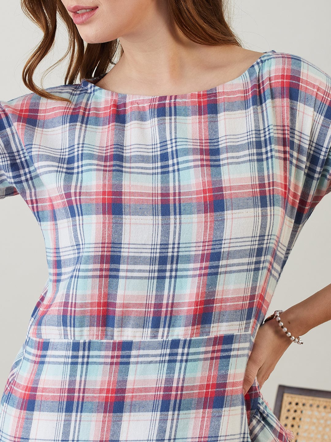 The Kaftan Company Dresses Pretty in Pink Checkered Elegance Dress