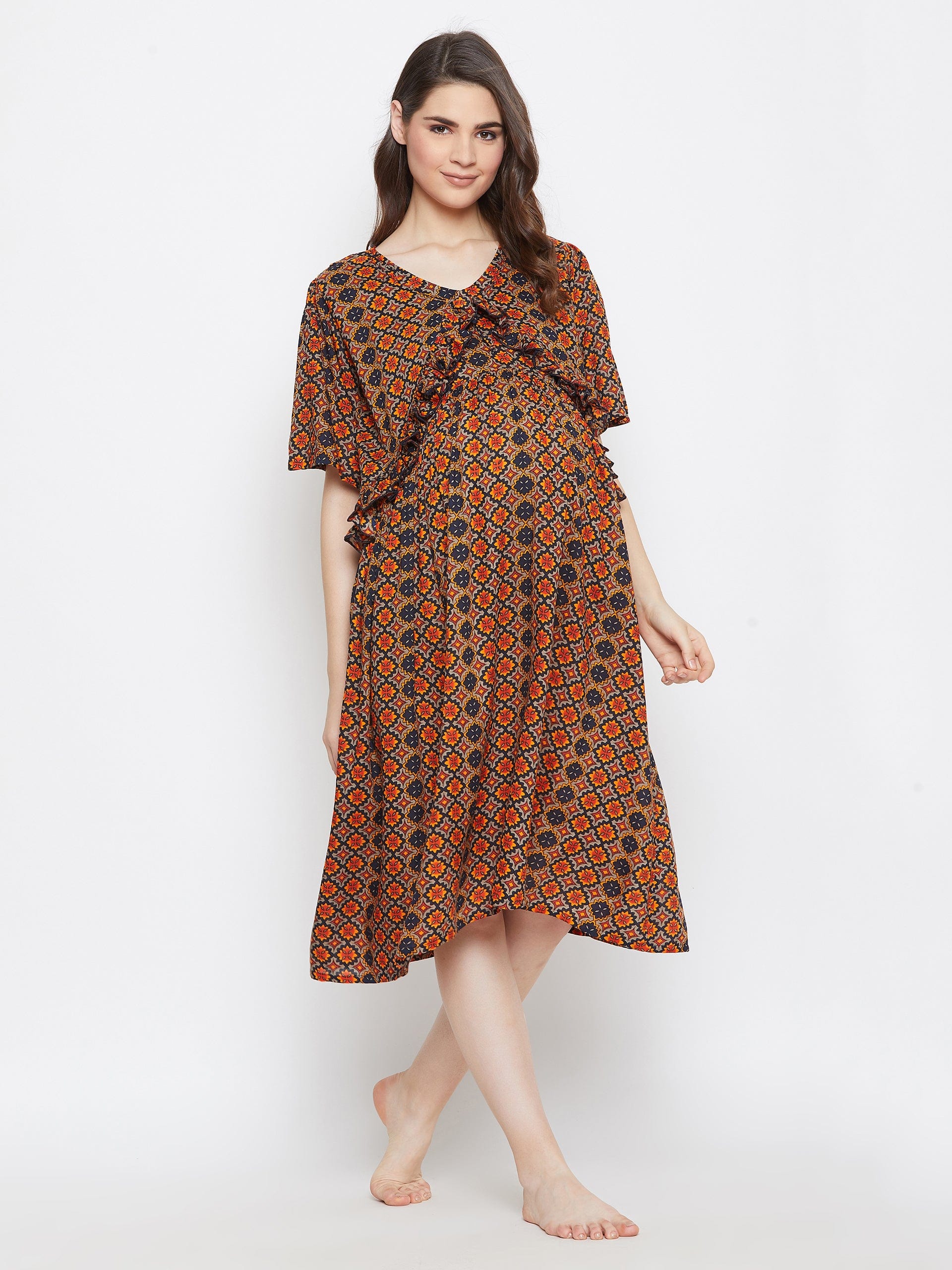 The Kaftan Company Dresses Printed Maternity and Feeding Dress (Final Sale)