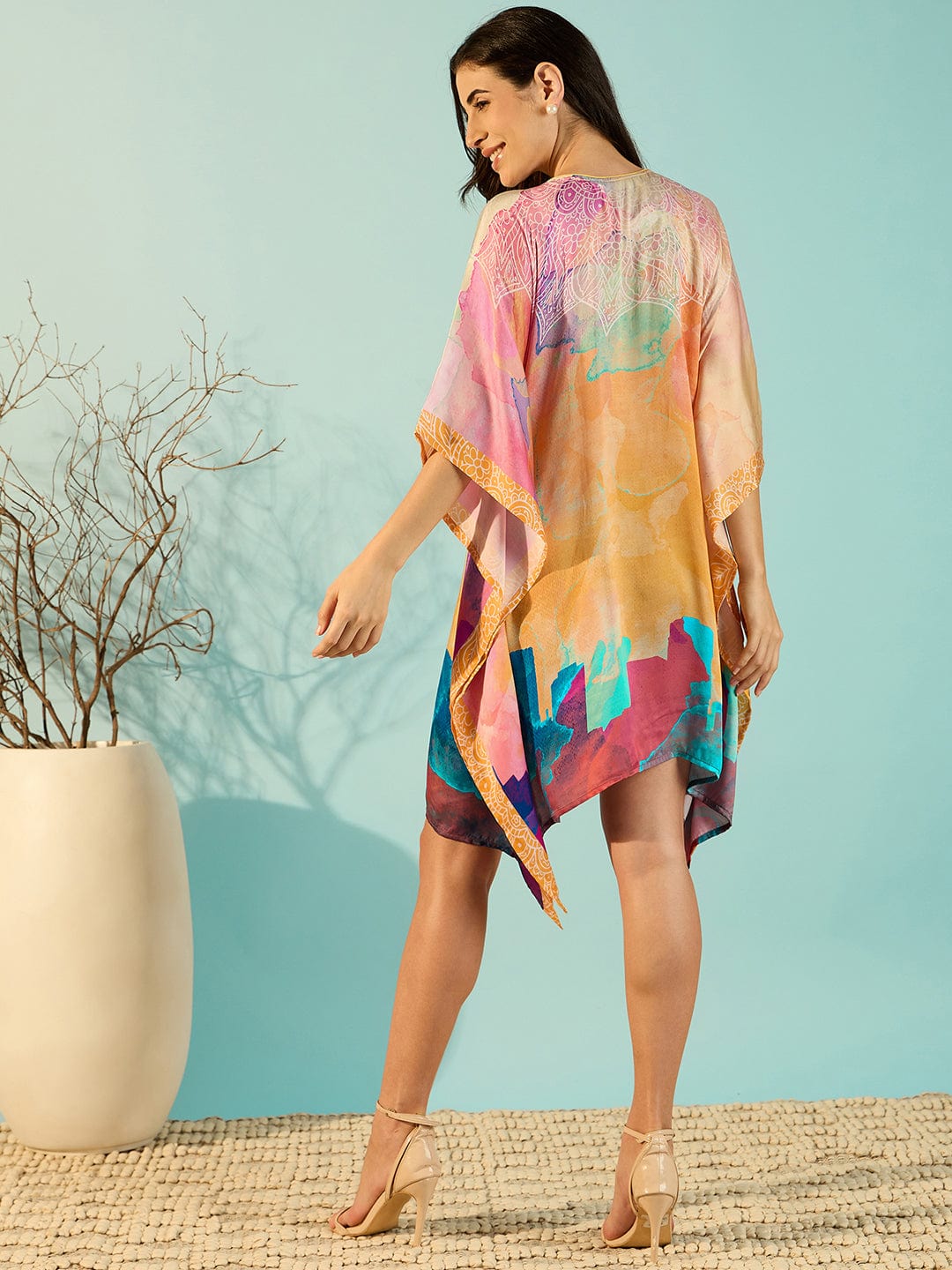 The Kaftan Company Dresses Splash of Colours Chic Satin Kaftan Dress For Women