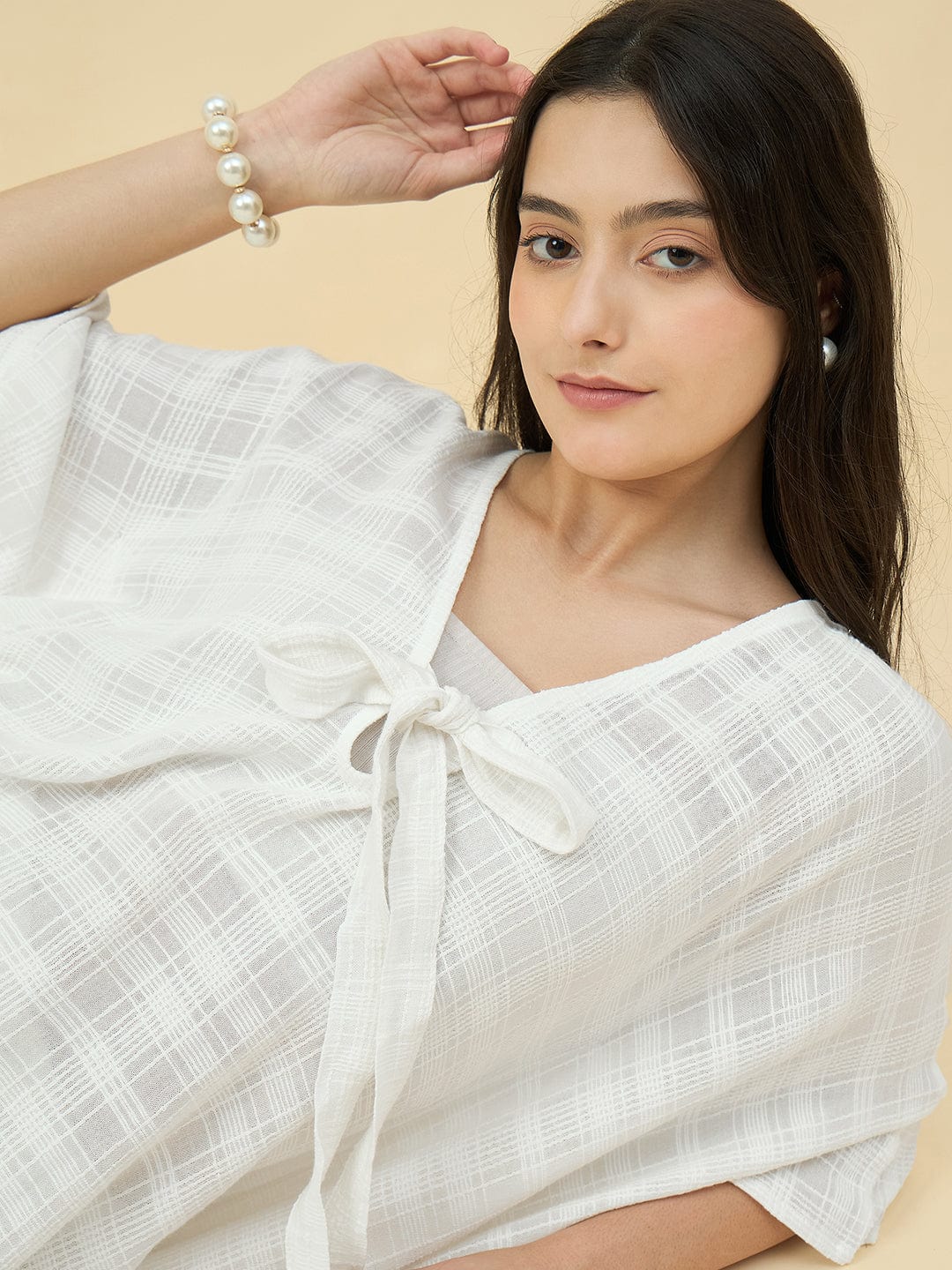 The Kaftan Company Dresses White Cotton Resort Kaftan – Lightweight Front-Tie Coverup