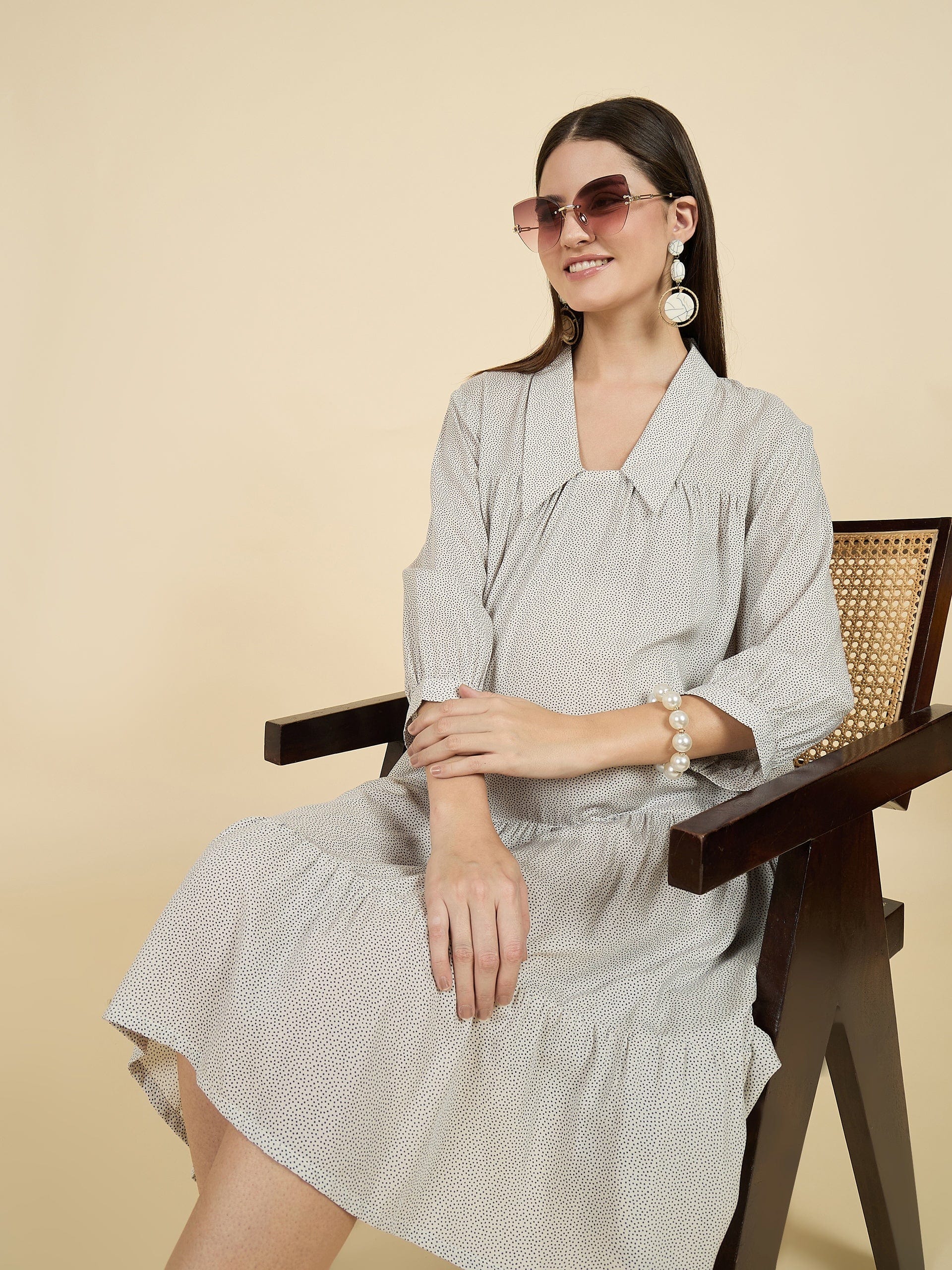 The Kaftan Company Dresses White Polka Dot Modal Maternity Dress – Soft & Flowy Comfort