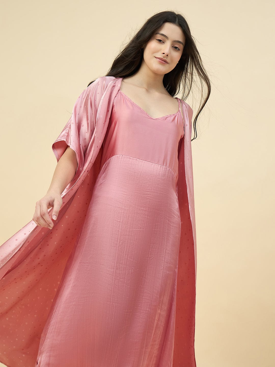 The Kaftan Company Gown Set Blush Pink Satin Gownset – Bridal Elegance from the Intimare Collection