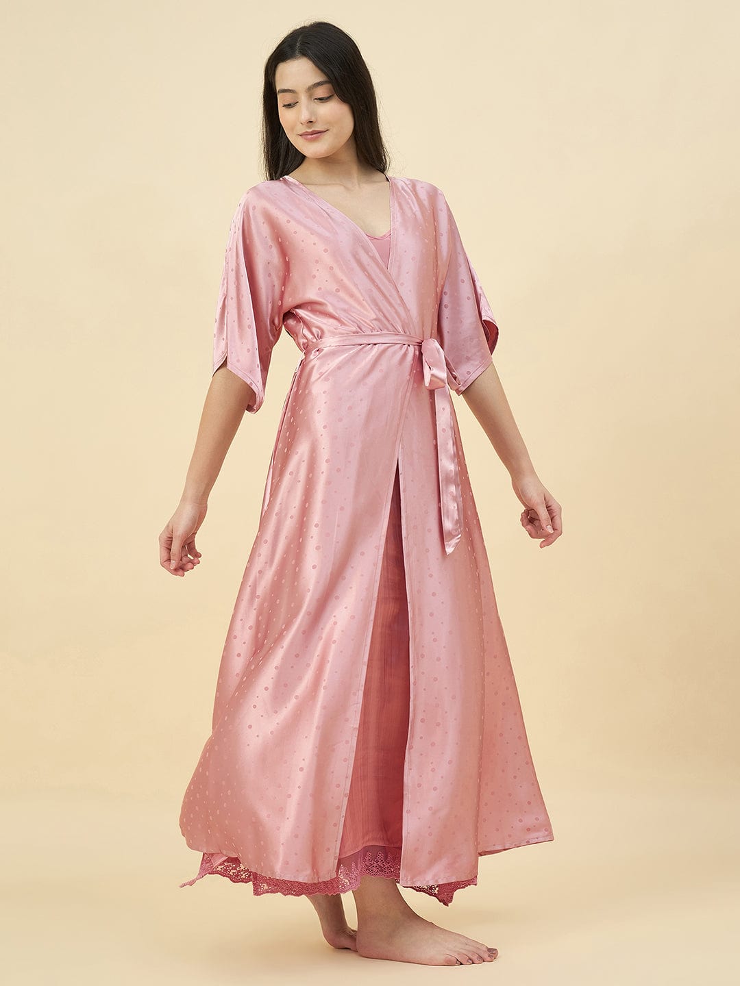 The Kaftan Company Gown Set Blush Pink Satin Gownset – Bridal Elegance from the Intimare Collection