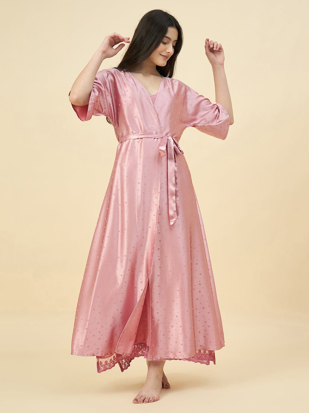 The Kaftan Company Gown Set Blush Pink Satin Gownset – Bridal Elegance from the Intimare Collection