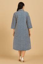 The Kaftan Company Jacket Blue and White Wool Jacket with Button-Down Front