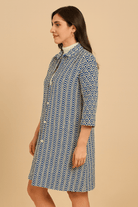 The Kaftan Company Jacket Blue and White Wool Jacket with Button-Down Front