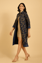 The Kaftan Company Jacket Gold and Blue Denim Jacket with Button-Down Front