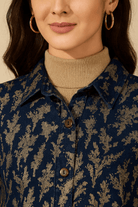 The Kaftan Company Jacket Gold and Blue Denim Jacket with Button-Down Front