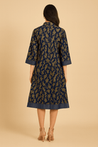 The Kaftan Company Jacket Gold and Blue Denim Jacket with Button-Down Front