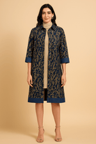 The Kaftan Company Jacket Gold and Blue Denim Jacket with Button-Down Front