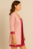 The Kaftan Company Jackets Blush Pink Corduroy Open-Front Jacket with Satin Cuff Detail