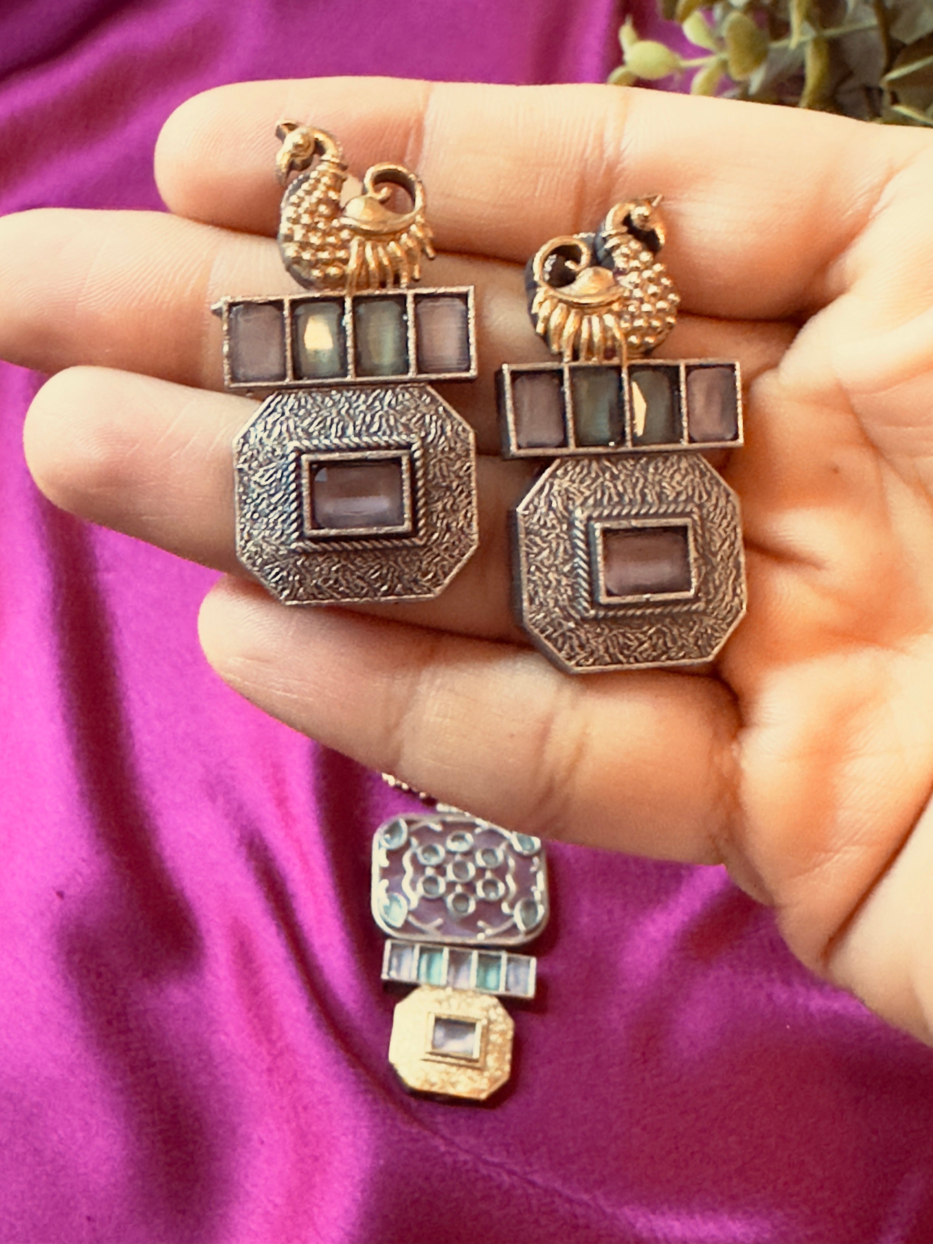 The Kaftan Company Jewelry Artisan Crafted German Silver Necklace & Earring Set