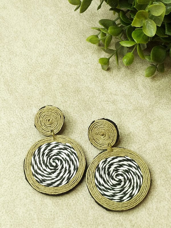 The Kaftan Company Jewelry Handmade Black and White Jute Earrings