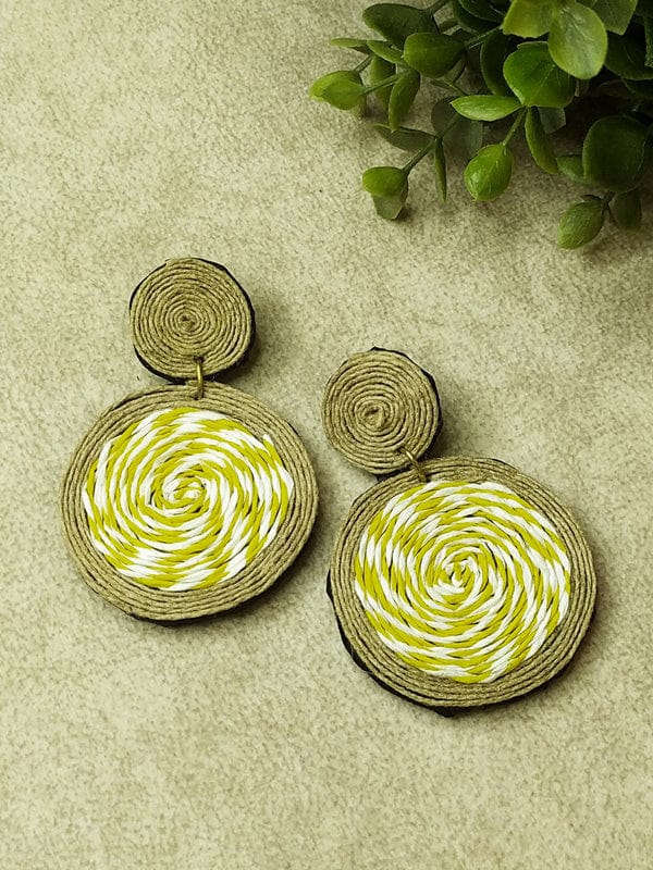 The Kaftan Company Jewelry Handmade Yellow Jute Earrings
