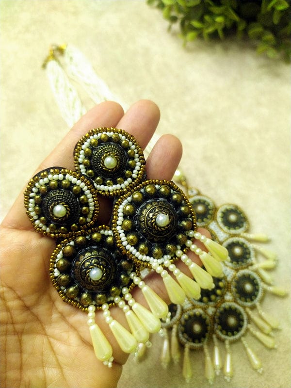 The Kaftan Company Jewelry Regular Bold Handcrafted Long Pearl Necklace Set