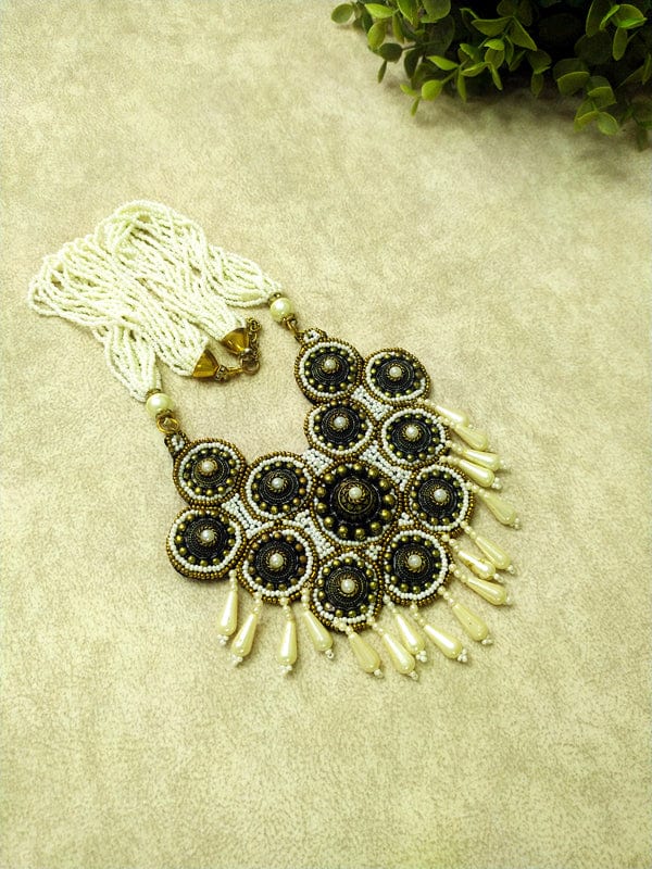 The Kaftan Company Jewelry Regular Bold Handcrafted Long Pearl Necklace Set