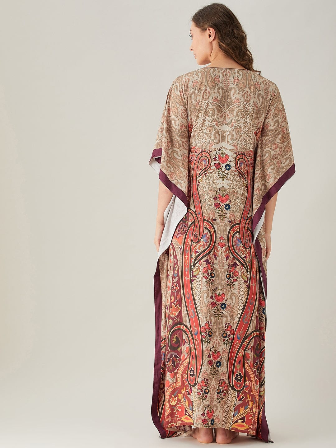 The Kaftan Company Kaftan Beige Persian Paisley Print Kaftan