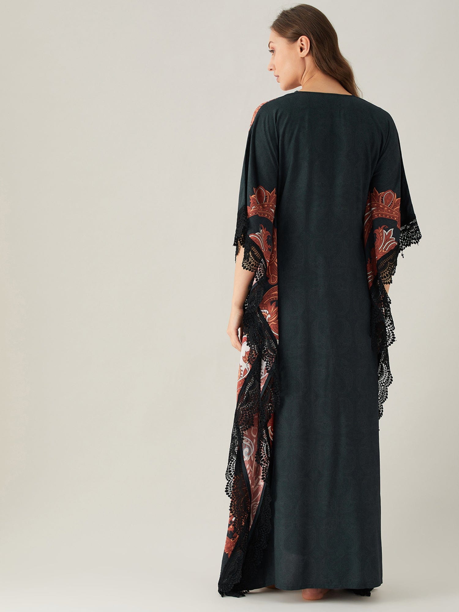 The Kaftan Company Kaftan Black Bold Paisley Patterned Loungewear Kaftan