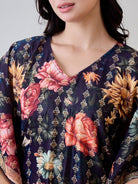 The Kaftan Company Kaftan Black Floral Garden Velvet Night Wear Kaftan