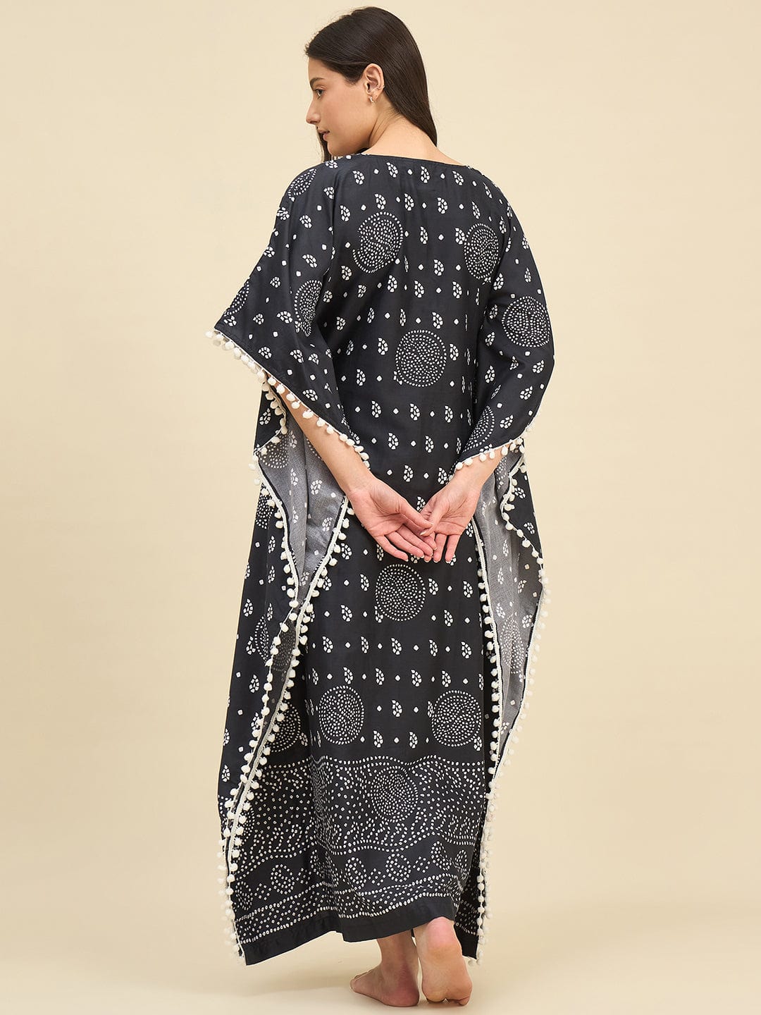 The Kaftan Company Kaftan Black & White Ethnic Printed Kaftan