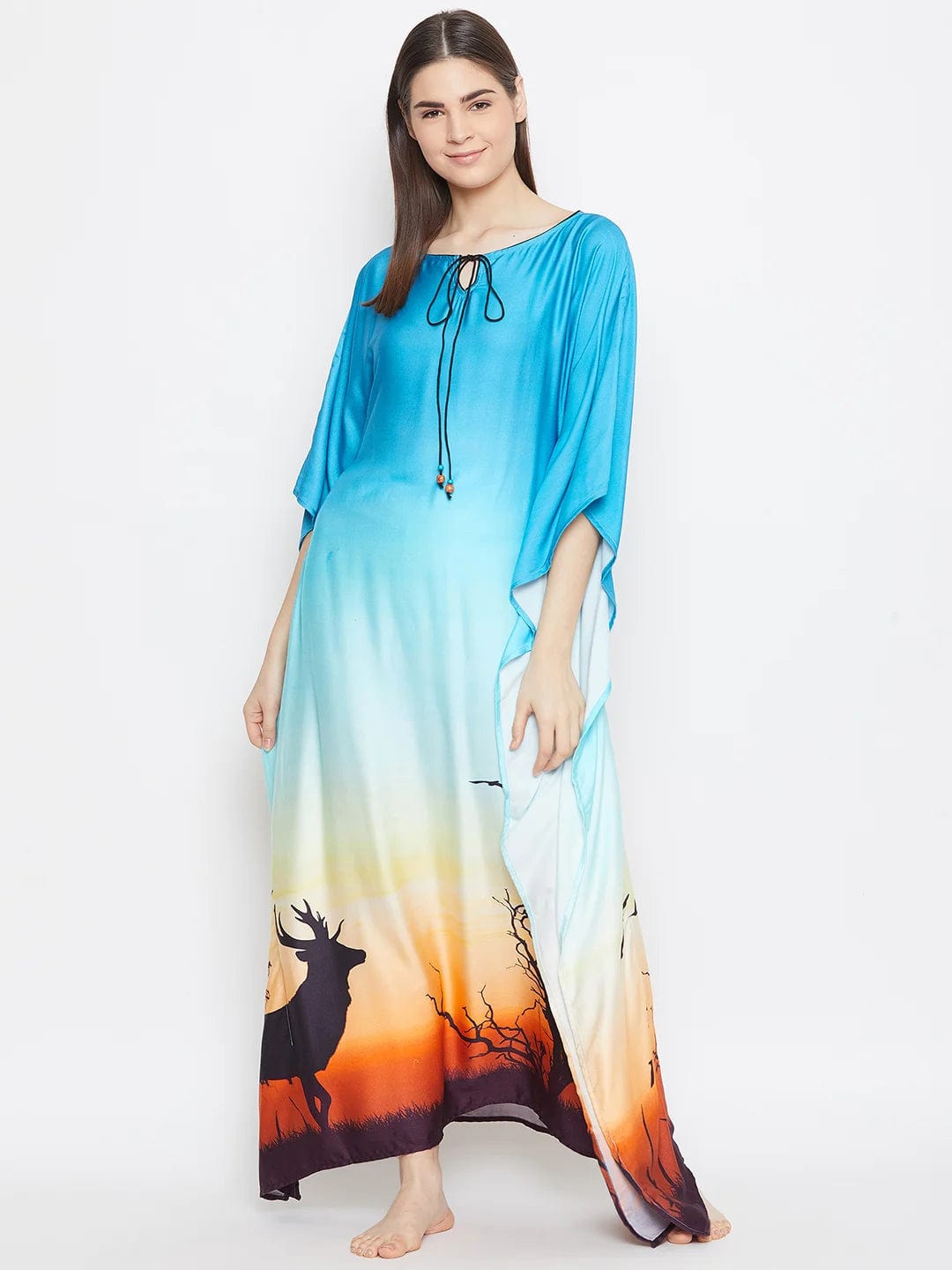 The Kaftan Company Kaftan BLUE OMBREY LOUNGEWEAR KAFTAN - (Clearance - Final Sale)
