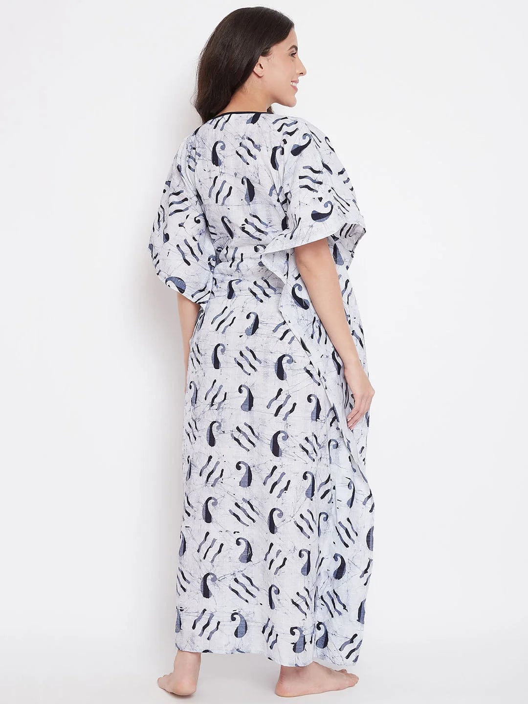 The Kaftan Company Kaftan Blue Paisley Batik Hand Block Maternity Kaftan - (Clearance - Final Sale)