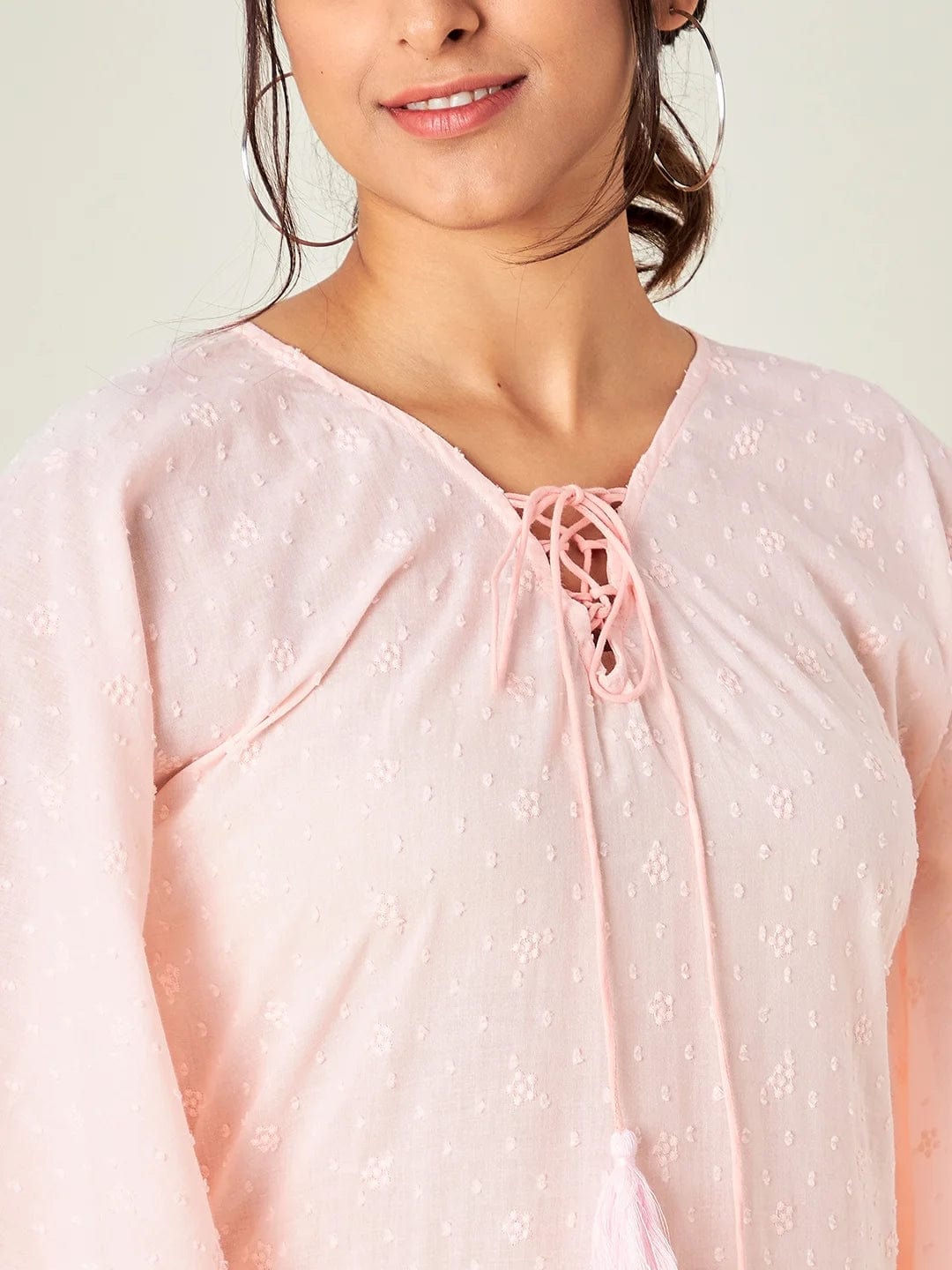 The Kaftan Company Kaftan Blush Pink Schiffli Resort Kaftan