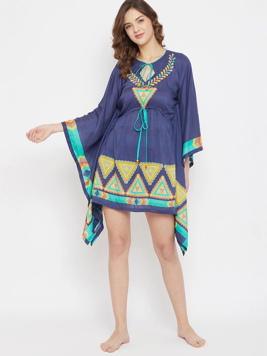 The Kaftan Company Kaftan Boho Aztec Digital Printed Resort Kaftan