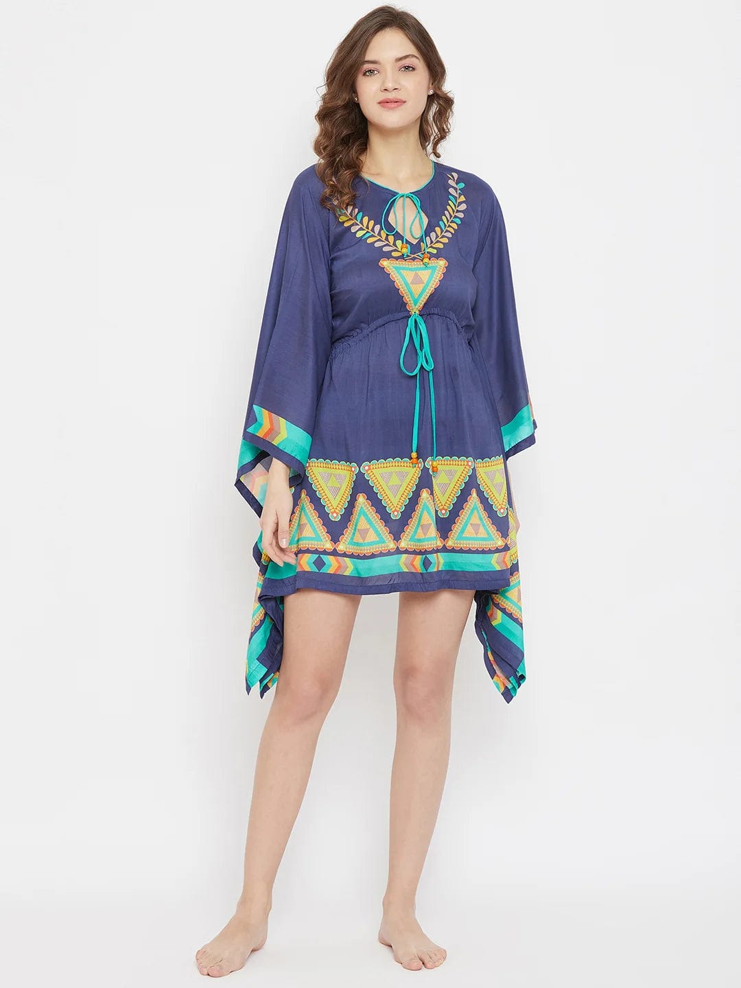 The Kaftan Company Kaftan Boho Aztec Digital Printed Resort Kaftan
