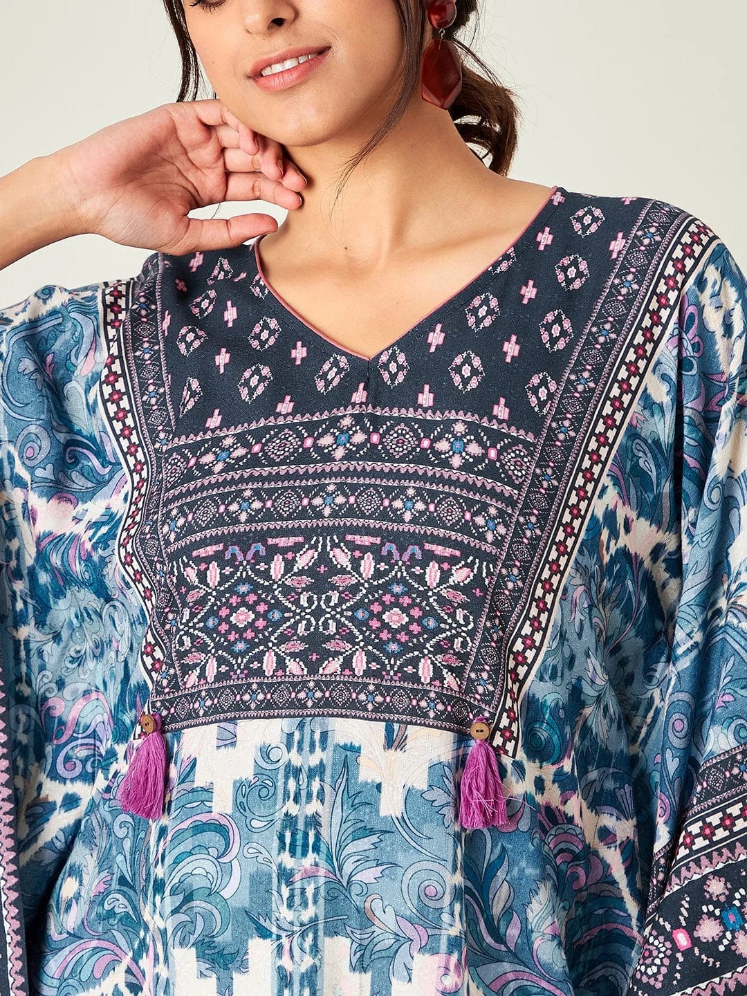 The Kaftan Company Kaftan Boho Ikkat Resort Kaftan Top