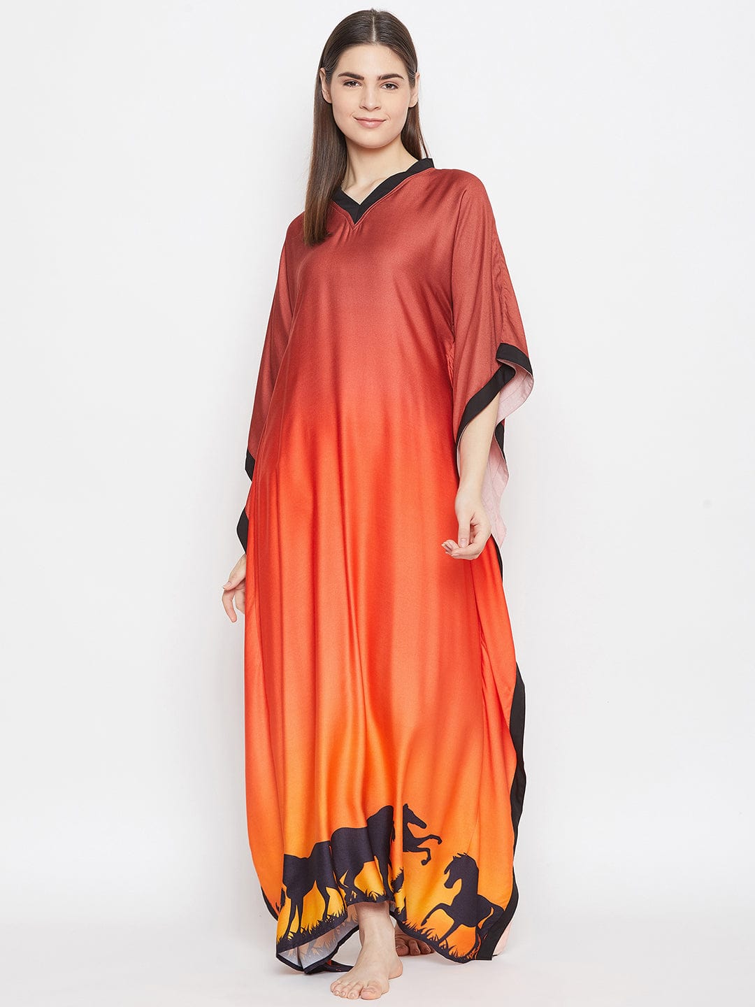 The Kaftan Company Kaftan BROWN OMBREY LOUNGEWEAR KAFTAN