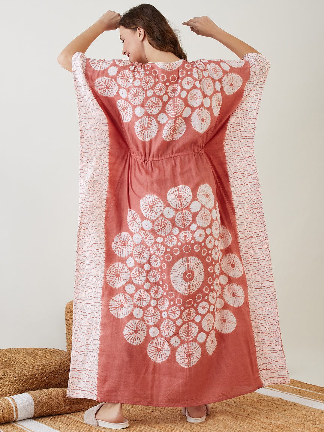 The Kaftan Company Kaftan Brown Shibori Tie-Dye Maternity and Nursing Kaftan