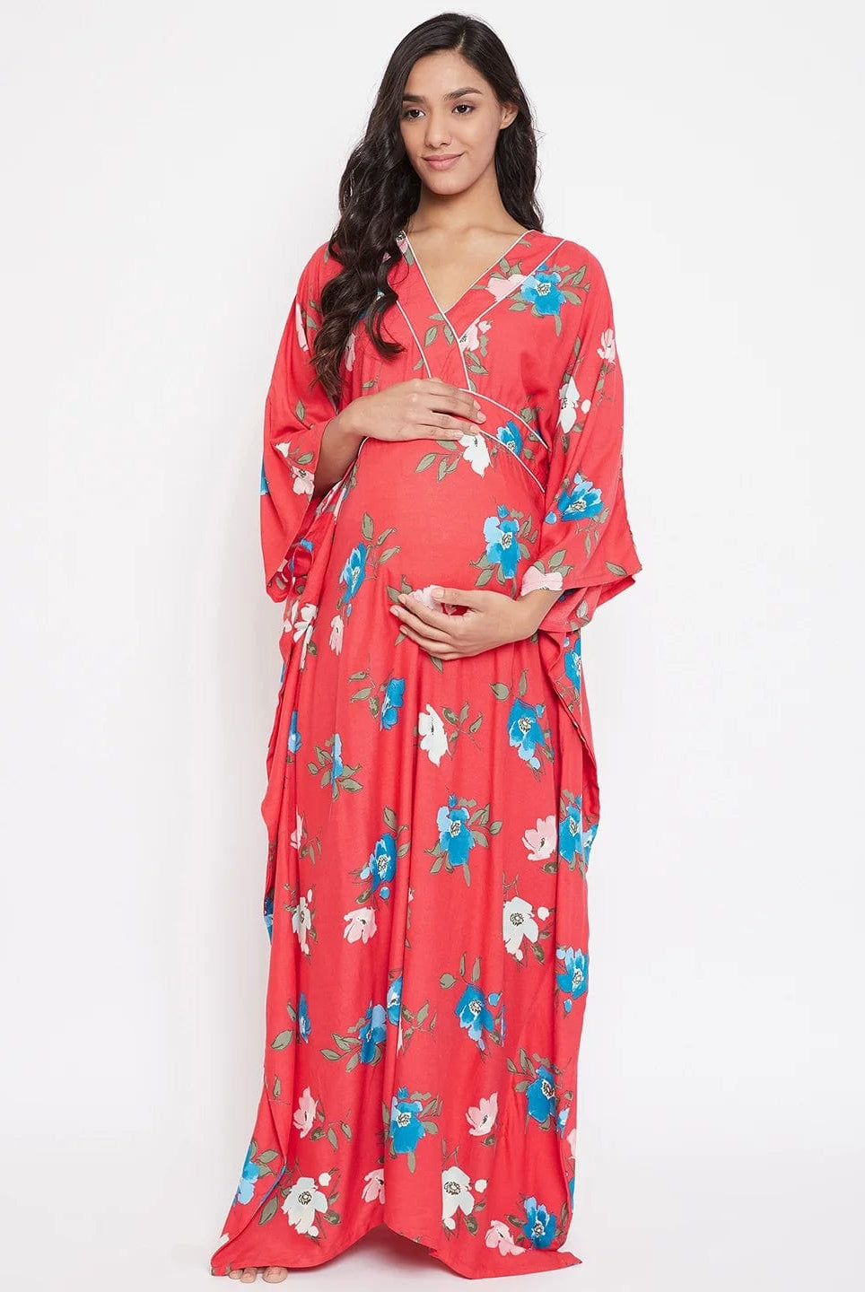 The Kaftan Company Kaftan CORAL FLORAL KIMONO MATERNITY KAFTAN