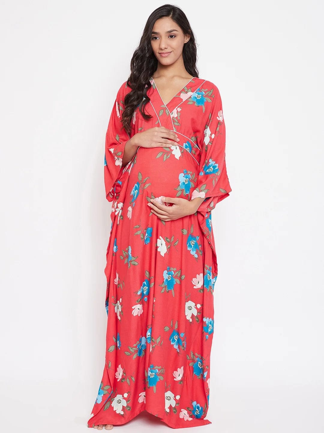 The Kaftan Company Kaftan CORAL FLORAL KIMONO MATERNITY KAFTAN