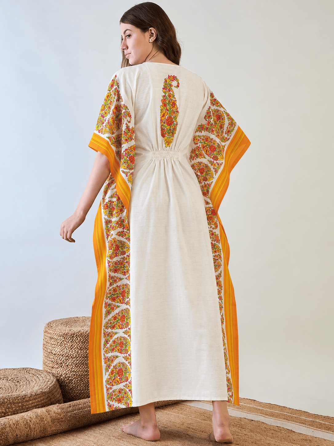 The Kaftan Company Kaftan Cream Maternity and Nursing Kaftan with Paisley Side Panels