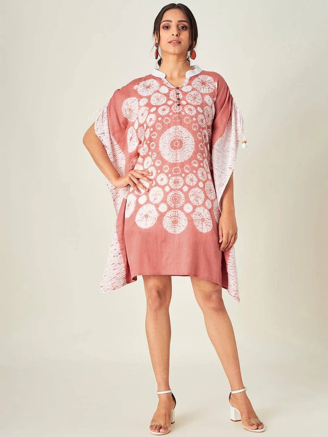 The Kaftan Company Kaftan Dusty Pink Shibori Tiedye Kaftan Top