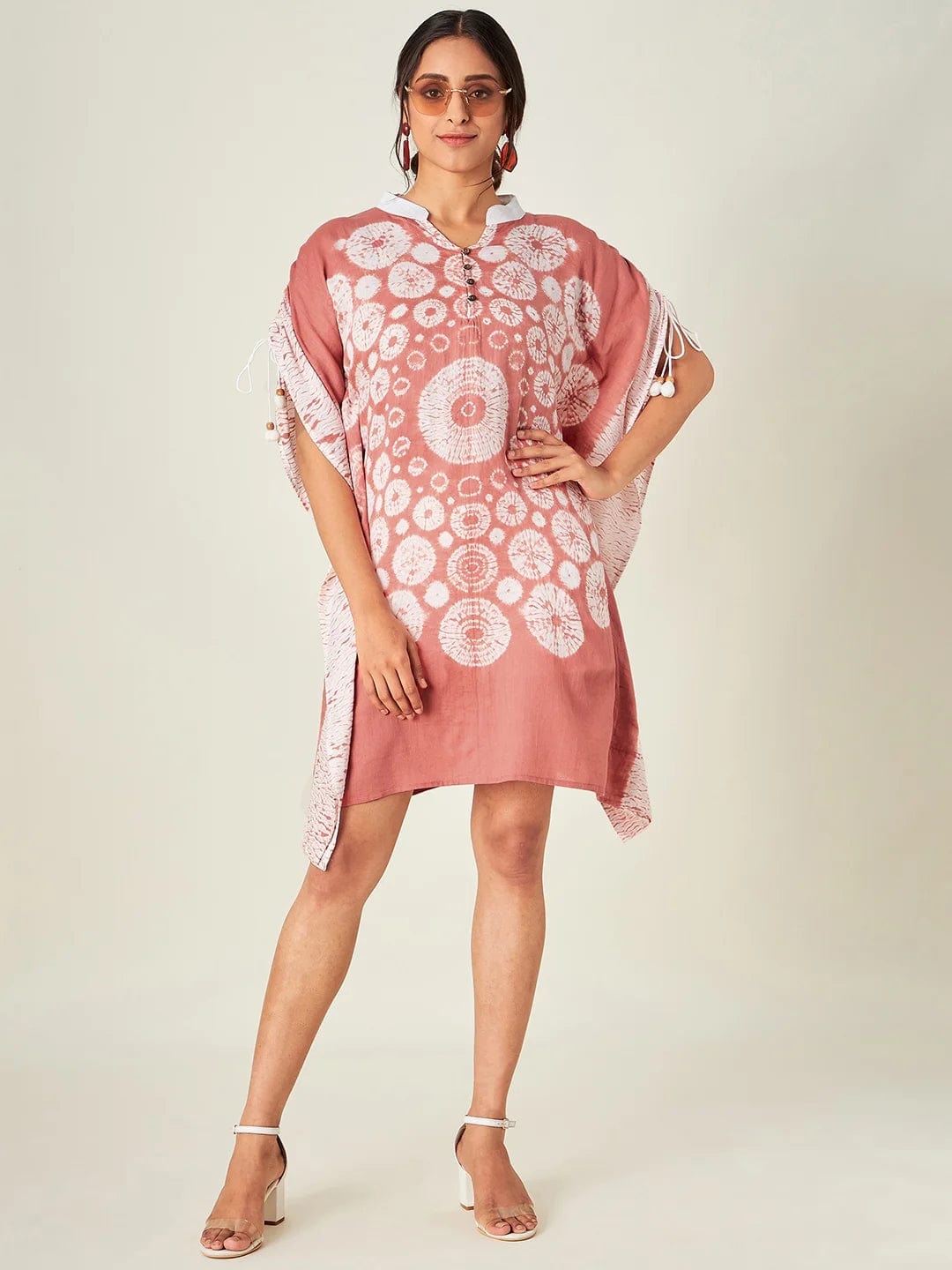 The Kaftan Company Kaftan Dusty Pink Shibori Tiedye Kaftan Top