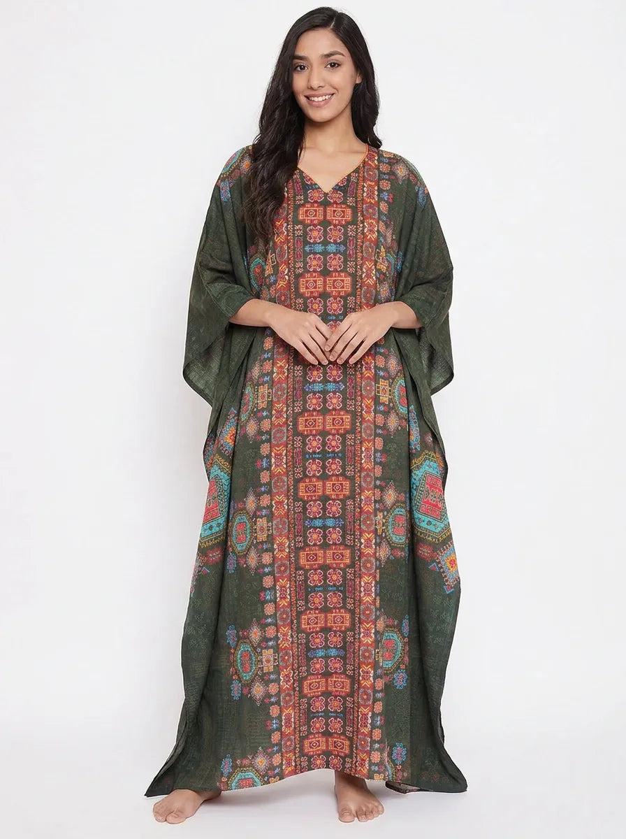 The Kaftan Company Kaftan Ethnic Tribal Print Maxi Kaftan